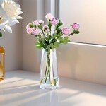 Glass Vase for Home Decor- Decorative Flower Vases for Centerpieces Living Room Kitchen Office Wedding (Transparent)