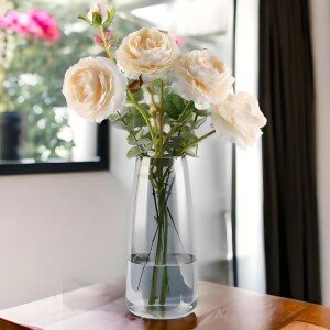 Flower Vases - Clear Glass vases for Decor Home Handmade Modern Large Flower Vases for Centerpieces Living Room Kitchen