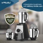 Bajaj Military Series Evoque 4 Jar 1000 Watts Mixer Grinder | 3-Speed Control With Pulse Effect Mixie| 2 Years Warranty