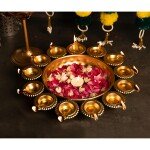 Diya Shape Flower Decorative Urli Bowl for Home Handcrafted Bowl for Floating Flowers and Tea Light Candles Home,Office