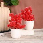 Artificial Plant with Pot | Indoor Bonsai Plant | Mini Rose Plants for Home, Living Room,Kitchen,Washroom and Bathroom