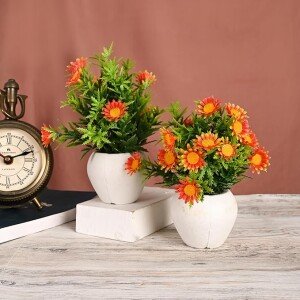 Decorative, Home Office or Gift Wild Artificial Plant with Pot Green for Decoration Home Decor Pot's Set of (2)