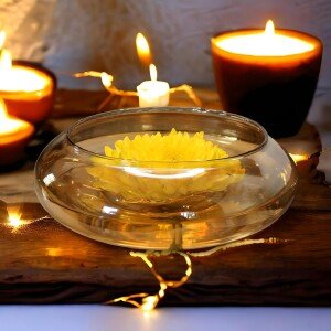 urli Bowl for Home Decor -Splendid Glass Spring Bowl for Home Decoration - Golden (Transparent)